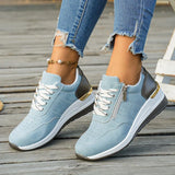 Plus Size 44 Platform Casual Sneakers for Women Lace Up Anti Slip Thick Sole Sport Shoes Woman 2026 Spring Zipper Walking Shoes