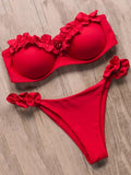 Ruffled Bra Cup Bikinis 2025 Bandeau Bikinis Women Swimsuit Female Swimwear Two Pieces Bikini Set High Cut Bathing Suit Swim