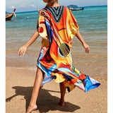 2026 New Colorful Kaftan Tunic Beach Dress Beach Wear Beachwear Beach Cover Up Cover-upsLoose Maxi Dress Female Women V4428