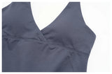 V-neck Yoga Sets Women Seamless Slimming Sports Tank Top High Waist Wide Leg Pants Fitness Suit Outwear Gym Running Tracksuit