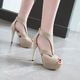 Summer New Pattern Europe and America Fashion Black Sexy Fine Heel Waterproof Fish Mouth High-heeled Women Sandals Size 34-43