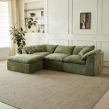 Yeflixvrau Modern Cloud L-Shaped Chenille Sectional Sofa With Ottoman