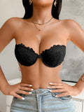 Lace Strapless Women Bra Sexy Front Clasp Push Up Bra Invisible Non-Slip Fashion Lace Bra Women