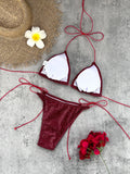 Sexy Glitter Triangular Bikini Women's Swimsuit Fashion Lady Lace Up Biquini Swimwear Vintage Mujer Bathing Suit Female Clothing
