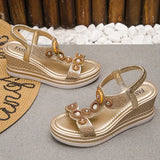 Fashion Crystals Wedges Heel Sandals Women Summer Chunky Platform Bohemian Sandalias Mujer Slip On High Heels Sandles Female 43