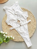 Sexy Sleeveless Cutout Swimwear Women's One Piece Swimsuit Luxury Lady High Neck Bodysuit Fashion Mujer Bathing Suit Beachwear