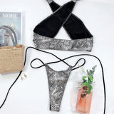2026 Shiny Halter Thong Bikini Women Swimwear Female Swimsuit Two-Pieces Bikini Set Wrap Around Bather Bathing Suit Swim V2089