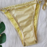 Bikini 2026 Sexy Heart-shaped Rhinestone Tassel Shining Fabric Solid Swimwear Swimsuit Women Bikini Set Bathing Suit Bikini Luxe
