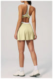 Naked Women's Tennis Dresses for Women Breathable Back Hollowed Out Sleeveless Mini Dress Built in Shorts Tight Sports Skirt