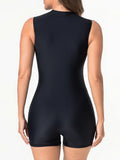 2026 Zipper Rushguard Sleeveless Slim Swimsuit Women One Piece Swimwear Female Bather Bathing Swimming Swim Surf Suit Beachwear