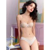 MOYISU French Lace Bra Panty Set Push-Up Anti-Sag Sexy Lingerie Pure Allure Adjustable Support Small Chest Comfort Summer Trendy