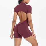 Women's Seamless Yoga Jumpsuits Sports Fitness Zipper Open Beauty Back Hip-lifting One-Piece Running Training Workout Bodysuits