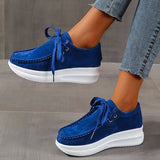 Yellow Lace Up Thick Bottom Sneakers Women Lightweight Wedges Platform Sport Shoes Woman Plus Size 43 Anti Slip Walking Shoes