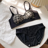 Sexy Push Up Lace Bralette Small Bust Wirefree Comfort Summer Ultra Thin Adjustable Straps Anti-Sagging Lingerie Set S-XL Bra