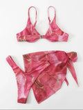 2026 Push Up 3 Pieces Bikini & Beach Slirt Swimsuit Women Strappy Swimwear Female Bathers Bathing Swimming Swim Suit Beachwear