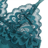 Green Lace Floral Babydoll Lingerie for Women Sexy Push Up Chemise Sleepwear with Back Hook and Eye Closure