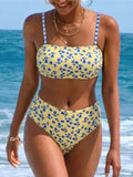S - XL 2026 Flower Printed High Waist Bikini Female Swimsuit Women Swimwear Two-Pieces Bikini Set Bather Bathing Suit Swim V8131
