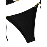 XS - L Halter Metal Bead Bikini Women Swimwear Female Swimsuit Two-Pieces Bikini Set High Leg Cut Bather Bathing Suit Swim V7618
