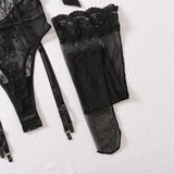 New Lace perspective Sexy Backless Slim Fit curve S-shaped Figure Sexy Seductive Lingerie Jumpsuit Two-piece Set