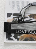 Women's Grey Bra With Letter Band Design 3/4 cup Pull Up Sexy Lingerie Solid Color All Season Brassiere R8809