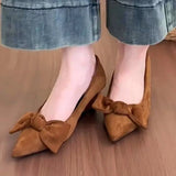 Vintage Suede Bow Wedge Single Femininity Commuter Mary Jane