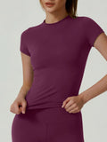 Women Yoga Tops Breathable Stretch Sports Shirt Slim Fit Workout Gym Running Fitness Athletic Blouse