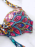 S- XL Printed Underwired Bra Cup Bikini Female Swimsuit Women Swimwear Two-pieces Bikini Set Push Up Bather Bathing Suit Swim