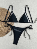 Sexy Mesh Sheer Bikini Female Swimsuit Women Swimwear High Leg Cut Strappy Bather Bathing Suit Swim Two-pieces Bikini set K8070