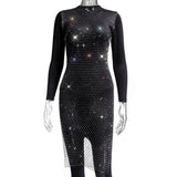New Sexy Swimsuit Bikini Cover Up Beach Dress Women Mesh Slit Sparkling Crystal Diamond Cover Ups for Swimwear Women Pareo Plage