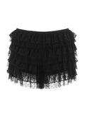 Women's Lace Shorts Ruffle Layered Elastic Waist Short Pants Bloomers Streetwear