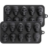 Skull Ice Cube Mold 10 Grid Reusable Silicone Ice Mold  Drinks Whiskey Cocktail Chocolate Ice Cream Kitchen Baking Making Tools