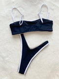 2025 Splicing High Cut Beadeau Bikini Women Swimsuit Female Swimwear Two Pieces Bikini Set Bather Bathing Suit Swim Beach Wear