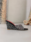 Fashion Slippers Peep Toe Wedges High Heels Slippers Shiny Rhinestones Comfortable Shoes for Women Slide Summer Zapatos De Mujer