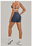 Summer Yoga Set 2Pcs Women's Tracksuit Back Cross Sports Bra Sportswear High Waist Butt-Lifting Fitness Pants Workout Top Suit