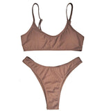 Ribbed High Leg Cut Bikini Female Swimsuit Women Swimwear Two-Pieces Bikini Set Brazilian Padded Bather Bathing Suit Swim V7126