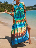 2026 New Colorful Kaftan Tunic Beach Dress Beach Wear Beachwear Beach Cover Up Cover-upsLoose Maxi Dress Female Women V4428