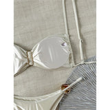 Sexy Metal Ring Bikini Women Swimwear Female Swimsuit Two-Pieces Bikini Set High Cut Leg Padded Bather Bathing Suit Swim V8311