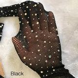 New Fashion Shiny Glitter Fishnet Tights Stockings for Women Girl Trendy Hot-drilled Thin Small Mesh Pantyhose Acrylic Stockings