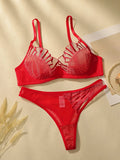 Women's sexy embroidered lace patchwork line bra with steel ring gathering push up comfortable close fitting underwear setYS2417