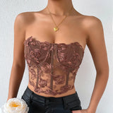 Phantasy Sexy Lace See through Crop Top Women Fashion Floral Embroidery Black Tank Top Night club Dress up 2026 Summer Outfit