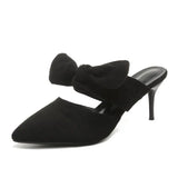 2026 New Arrival Pointed Toe Shallow Butterfly Knot Slingback Stiletto Sandals Summer Dress Party Wrapped Toe Shoes Casual Soft