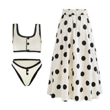 2024 Black White Retro One Piece Swimsuit Women Bow Tie Swimwear and Skirt Sexy Push Up Bathing Suit Monokini Beachwear Bodysuit
