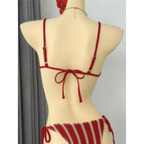 2026 New Striped Bikini Women Swimwear Female Swimsuit High Cut Leg Padded Bather Bathing Suit Swim Two-pieces Bikini set K8071