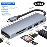 USB 3.0 Type-C Hub To HDMI Adapter 4K Thunderbolt 3 USB C Hub with Hub 3.0 TF SD Reader Slot PD for MacBook Pro/Air/Huawei Mate