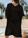 Mesh Crochet Long Beach Shirt Women Solid Cover Up Ladies Long Sleeve Hollow Out 2026 Sexy Beachwear Bathers Swim Bathing Suit