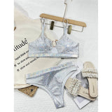 New Shiny Sequins High Waist Bikini Female Swimsuit Women Swimwear Two-pieces Bikini Set Padded Bather Bathing Suit Swim V4213