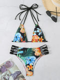Halter String Floral Bikini 2026 High Waist Swimsuit Women Padded Swimwear Female Bathers Bathing Swimming Swim Suit Beachwear