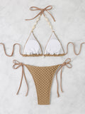 2026 Halter String Triangle Bikini Women Sexy Swimwear Female Mesh Swimsuit Solid Bathers Bathing Swimming Swim Suit Beachwear