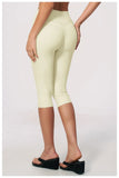 Hip Lifting Midi Length Yoga Pants Women Contrast Color Gym Sports High Waist Capri Trousers Breathable Fitness Running Leggings