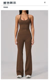 New Yoga Sets Women Summer Seamless Thread Hanging Neck Sports Vest Exercise Fitness Suit High Waist Wide Leg Pants Tracksuit